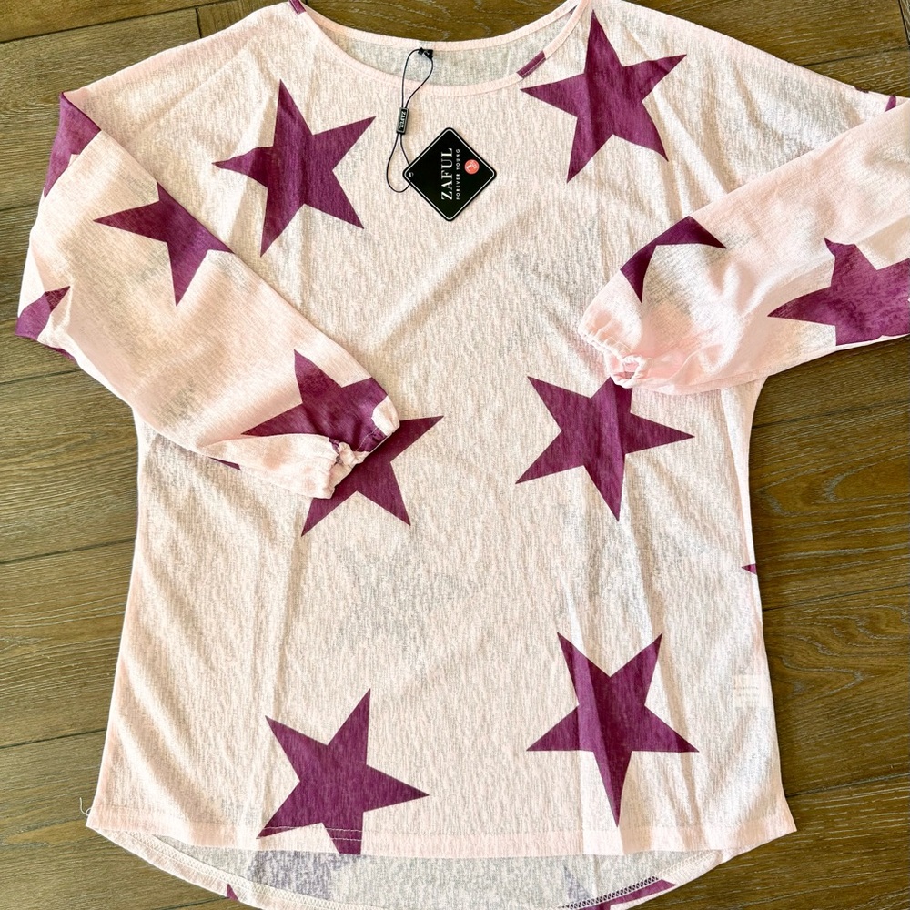Zaful Purple Star Long Sleeve Top